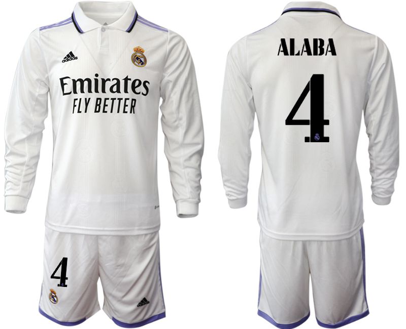 Men 2022-2023 Club Real Madrid home long sleeve white #4 Soccer Jersey